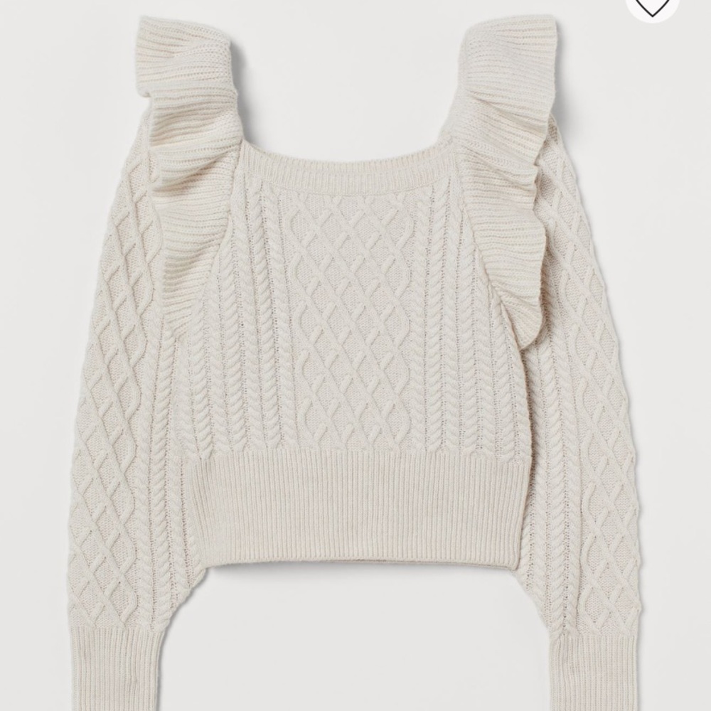 H&M Flounced Cable-knit Sweater XS